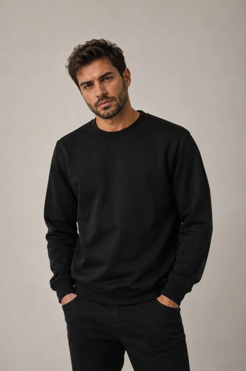 Premium Sweatshirt — Am Modell — Schwarz